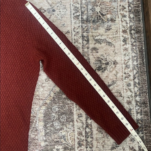 Massimo Dutti Wool Cashmere crew neck sweater size M burnt red textured knit - Picture 10 of 10